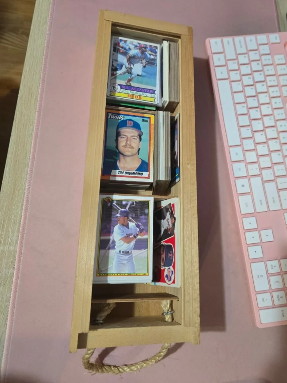 Vintage Baseball Card Lot + Napa Valley Box Company Wooden Storage Box